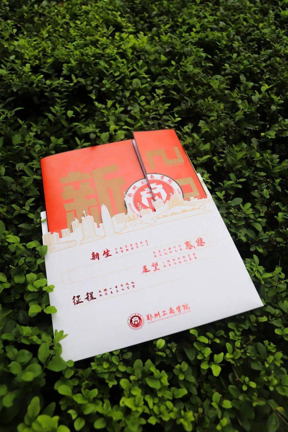 郑州工商学院2022年录取通知书共有新生,感恩,展望,征程,每个章节都