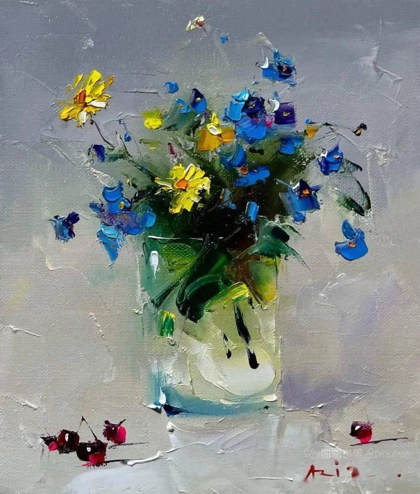 吉尔吉斯斯坦画家阿齐兹苏莱曼诺夫刮刀油画作品