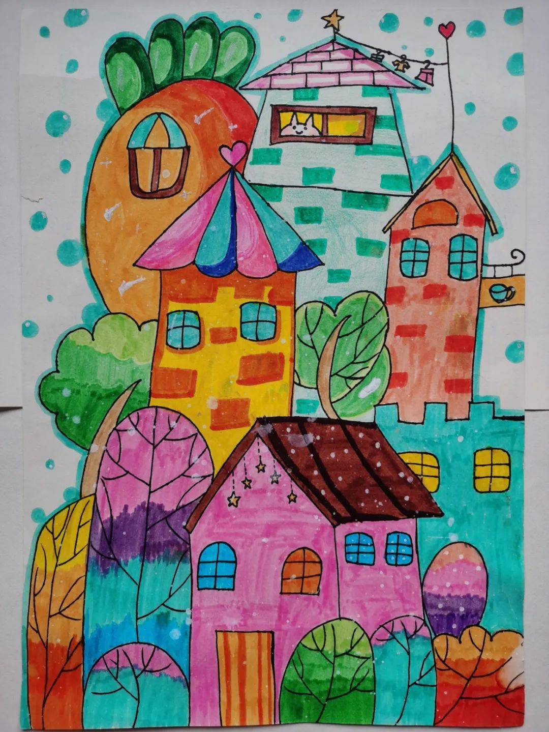 云画廊▏每日一画309班61张昱昔彩虹小镇782