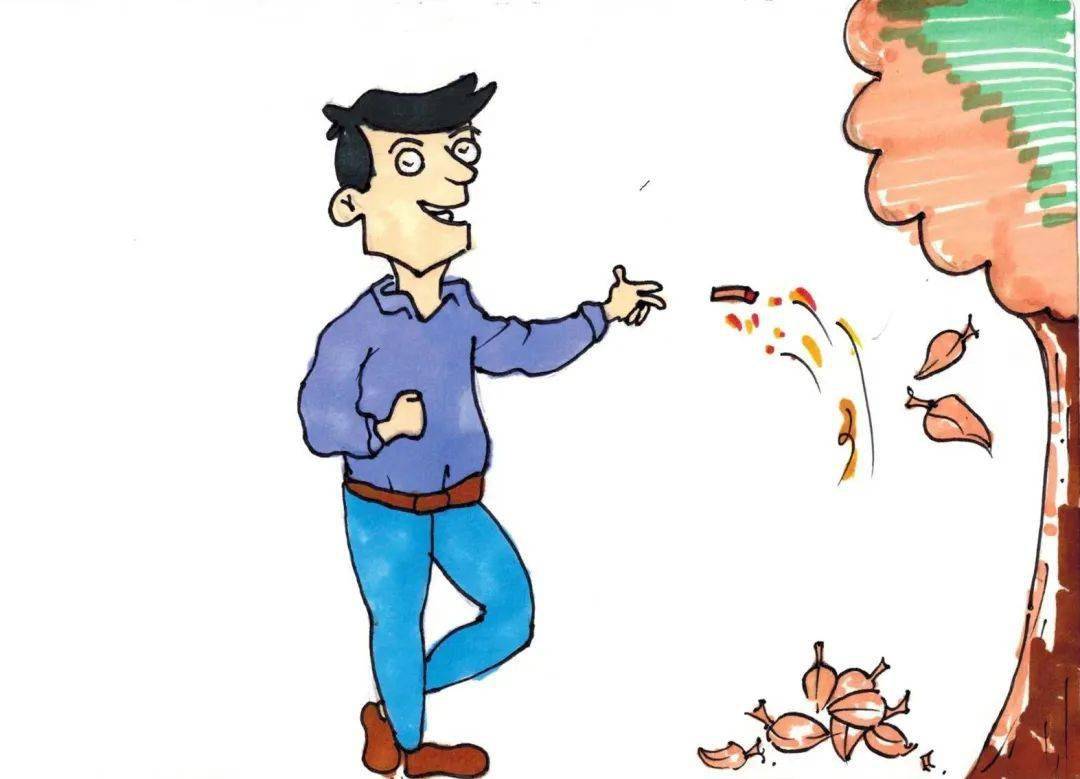 落叶缤纷,干枯的树叶极具易燃性,请不要乱丢烟头,以免引发火灾