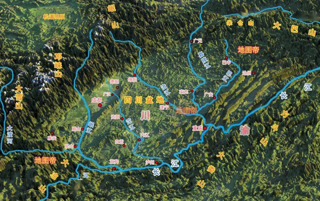 四川盆地面积26万平方公里,西接青藏高原东部,如松潘高原,邛崃山,夹金