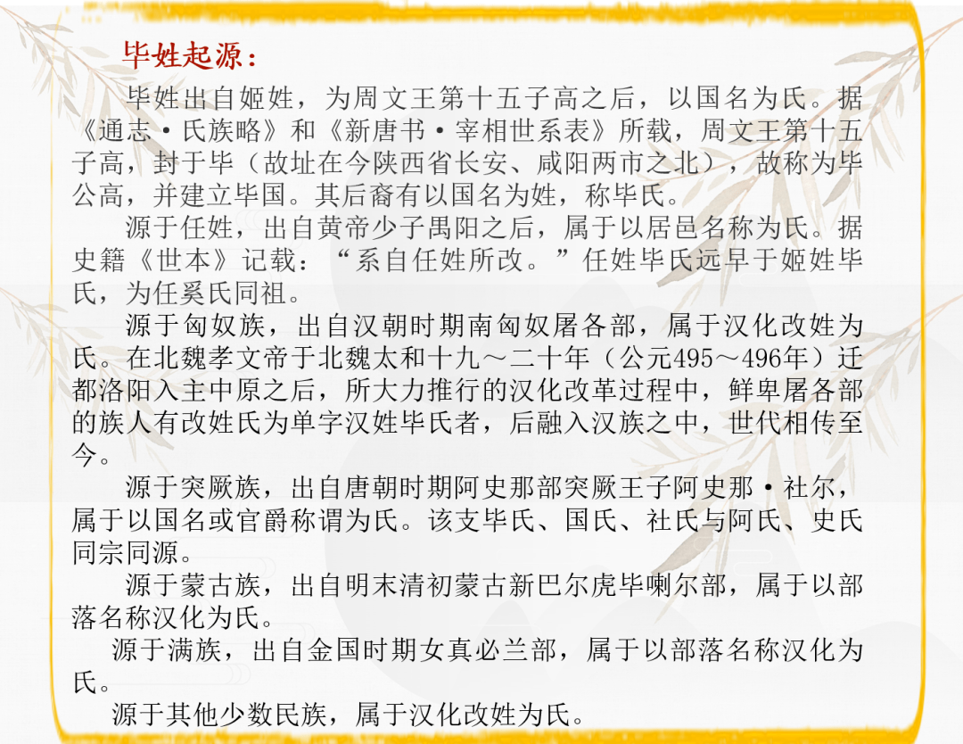 你不知道的姓氏小知识毕姓历代名人晋毕卓,唐监察御史,诗人毕耀,北宋