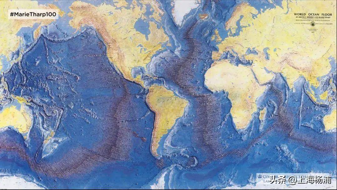 >世界海底地形图 地质学家玛丽·萨普(marie tharp)和布鲁斯·希森