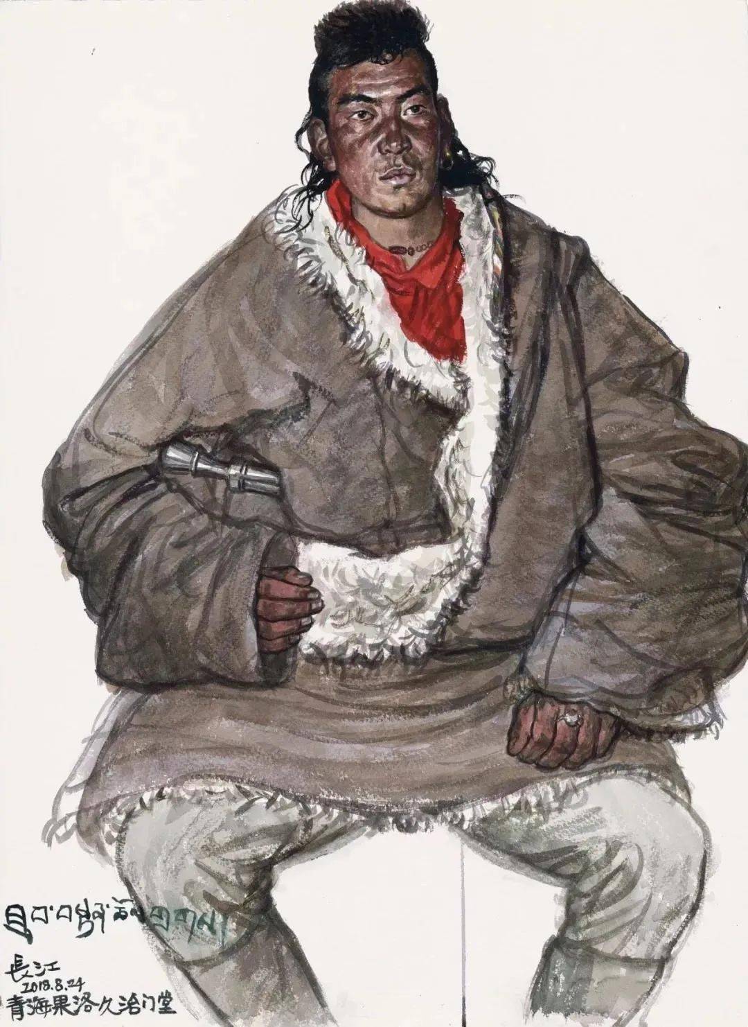 圣洁的高原——著名画家吴长江水彩作品欣赏!_cm_颜料_纸本