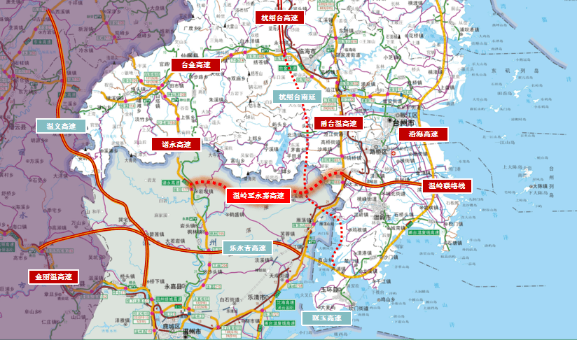 串联起杭绍台温四地,总里程达到250公里,是省规划高速公路重要一纵