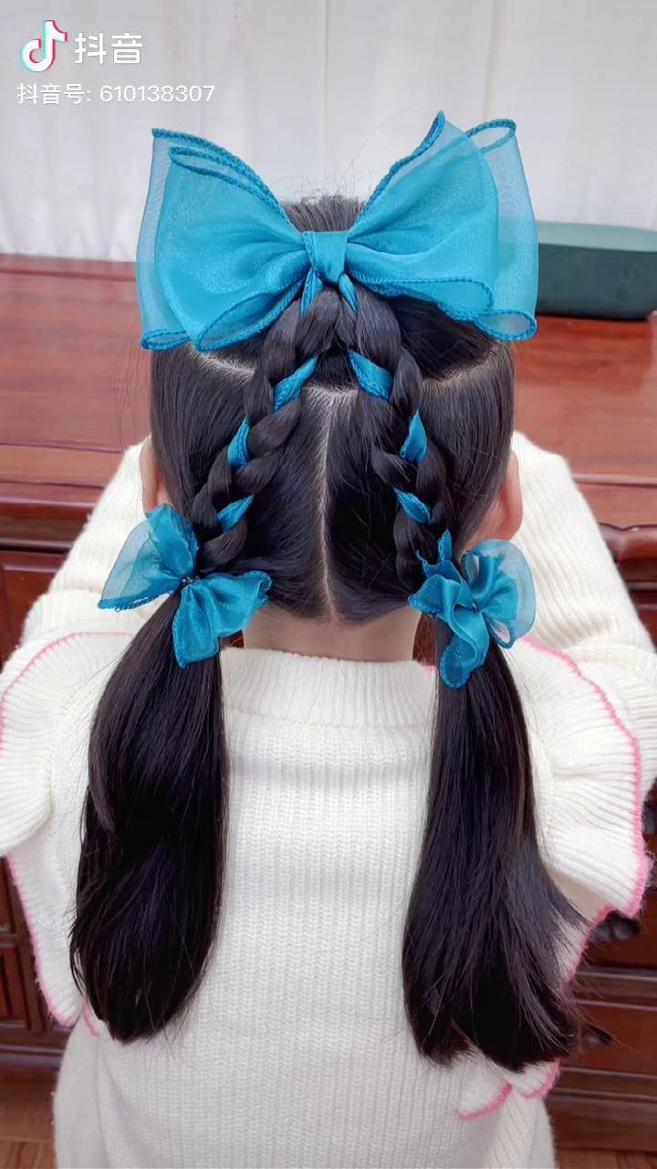 蝴蝶结飘带之短发造型,简单可爱儿童编发 编发教程_飘带_短发_造型