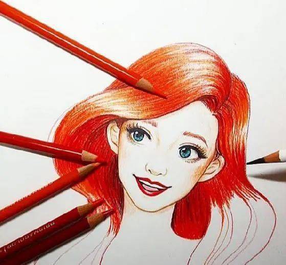 大触笔下的迪士尼公主韩风手绘,爱丽儿活力四射,乐佩超甜美
