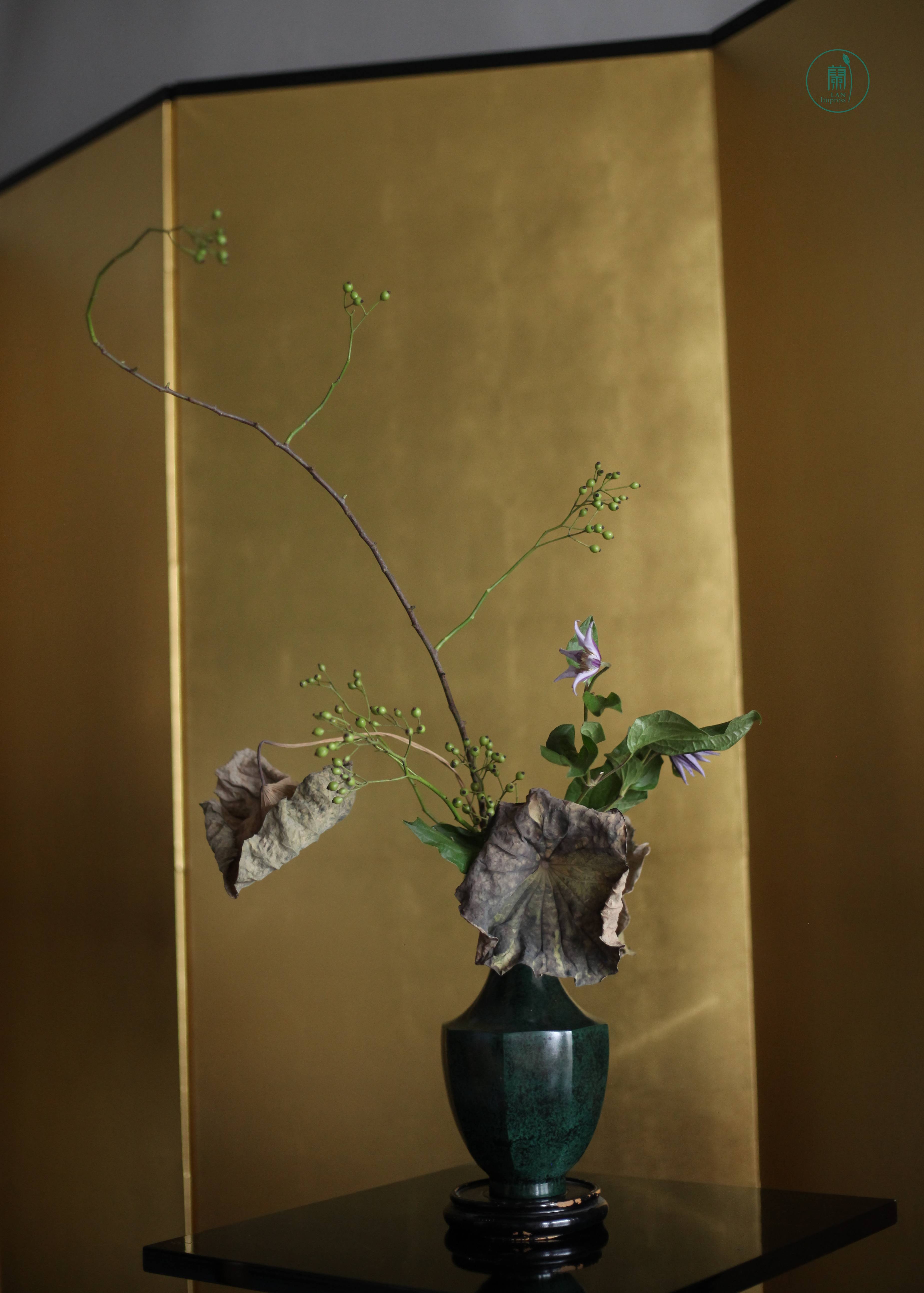 留得枯荷听雨|颓与新意境插花#蘭印象花道专题研修——秋之枯荷 留得枯荷听雨|颓与新意境插花#蘭印象花道专题研修——秋之枯荷