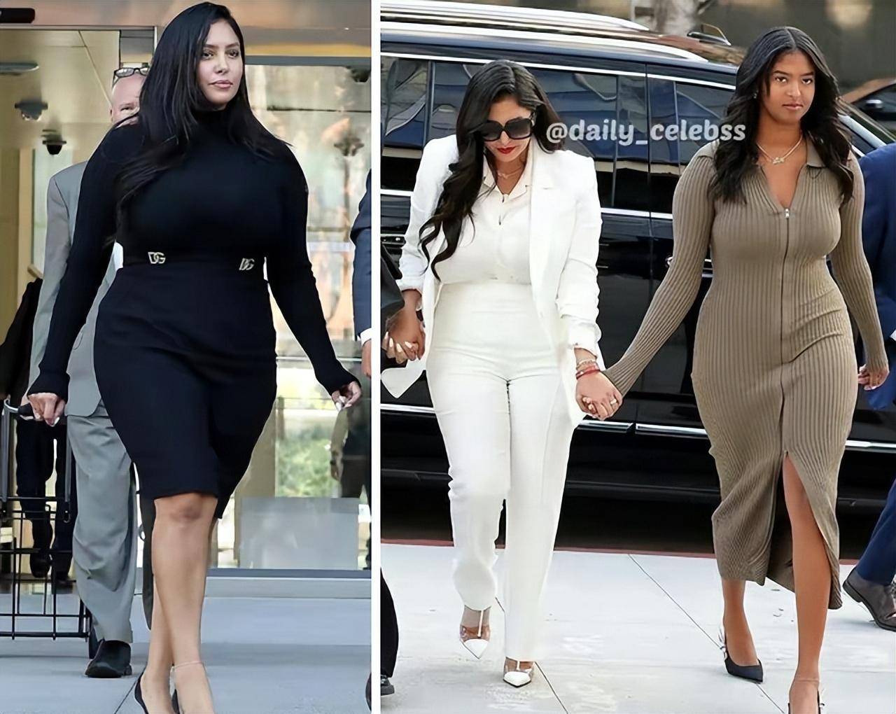 瓦妮莎母女体型一样,脸小胯宽腿细,瘦下来更美_科比_凡妮莎_女儿