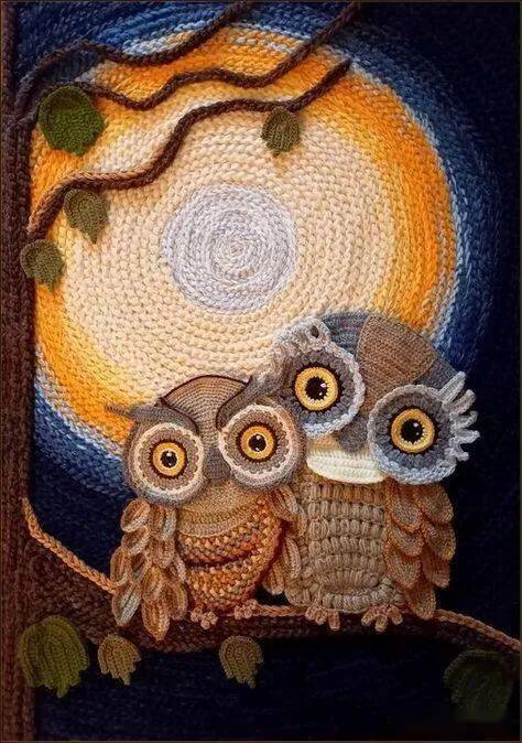 她把钩针当成了画刷,钩出的立体画瞬间让人惊叹!_底布_画面_唯美