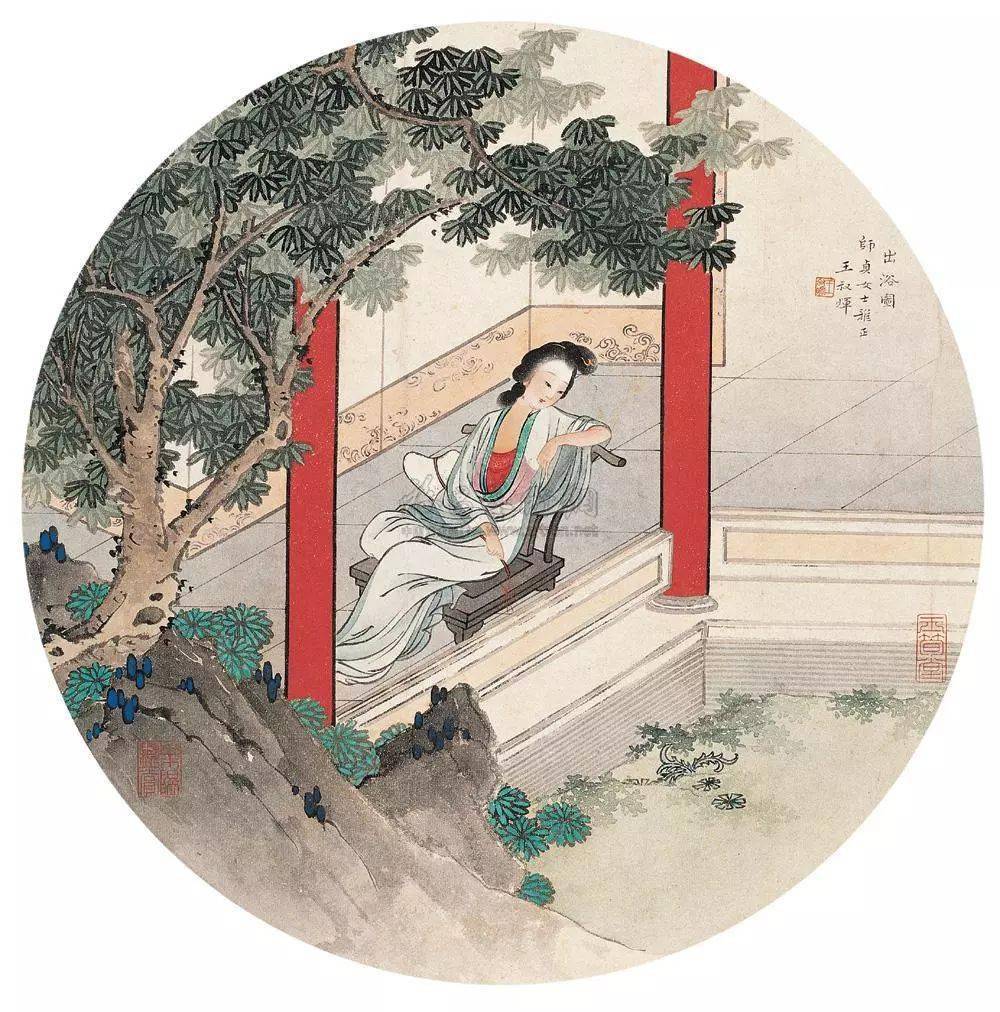 中国絵　乙亥年写貴妃出浴圖　銘有り 中国絵 乙亥年写貴妃出浴圖 銘有リ 肉筆の通販 by kOYUMI's shop
