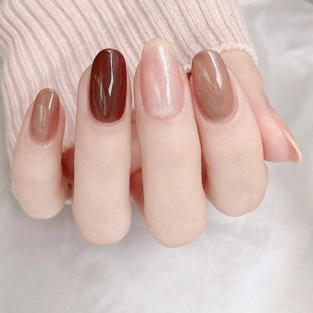 高级又治愈的暖色调美甲!不看真的会后悔~_国庆_米来_换季