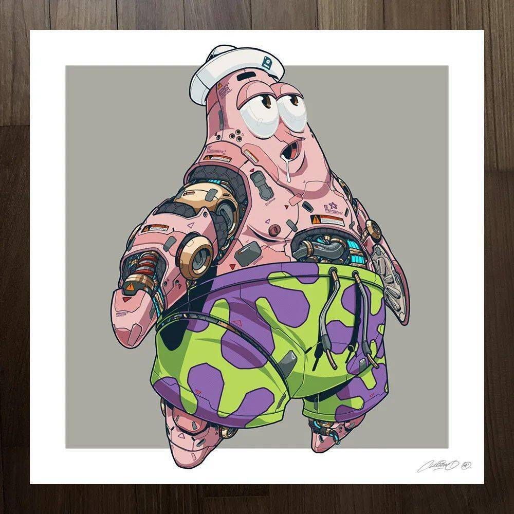 机械画风的海绵宝宝和他的兄弟们,细节拉满太酷了_绘画_课程_铅笔