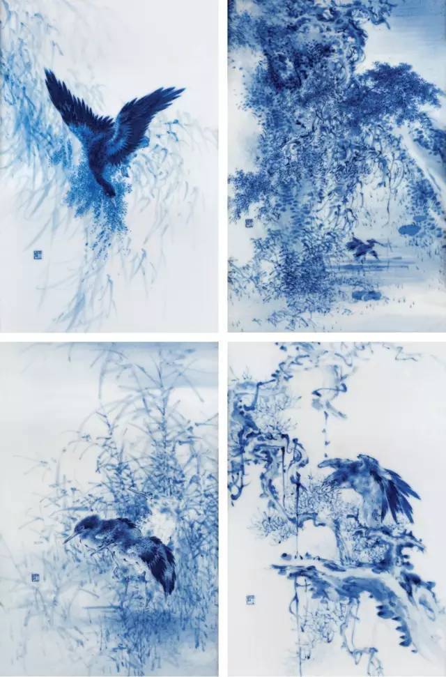 青花人物故事瓷板一组四件成交价:rmb 29,325,000款识:佛性未离罗绮艳