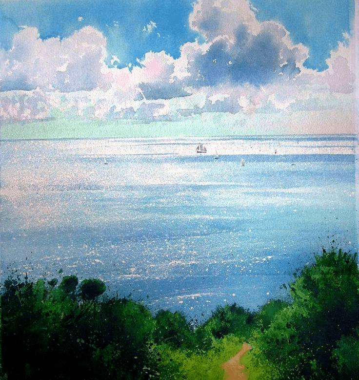 水彩画,海边风景,英国水彩画家richard thorn_交流_侵权_版权