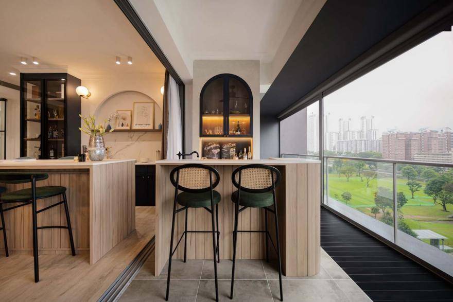 110平大横厅户型,沙发挪中间做对了,多个西厨区