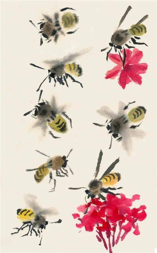 国画小蜜蜂的画法图片
