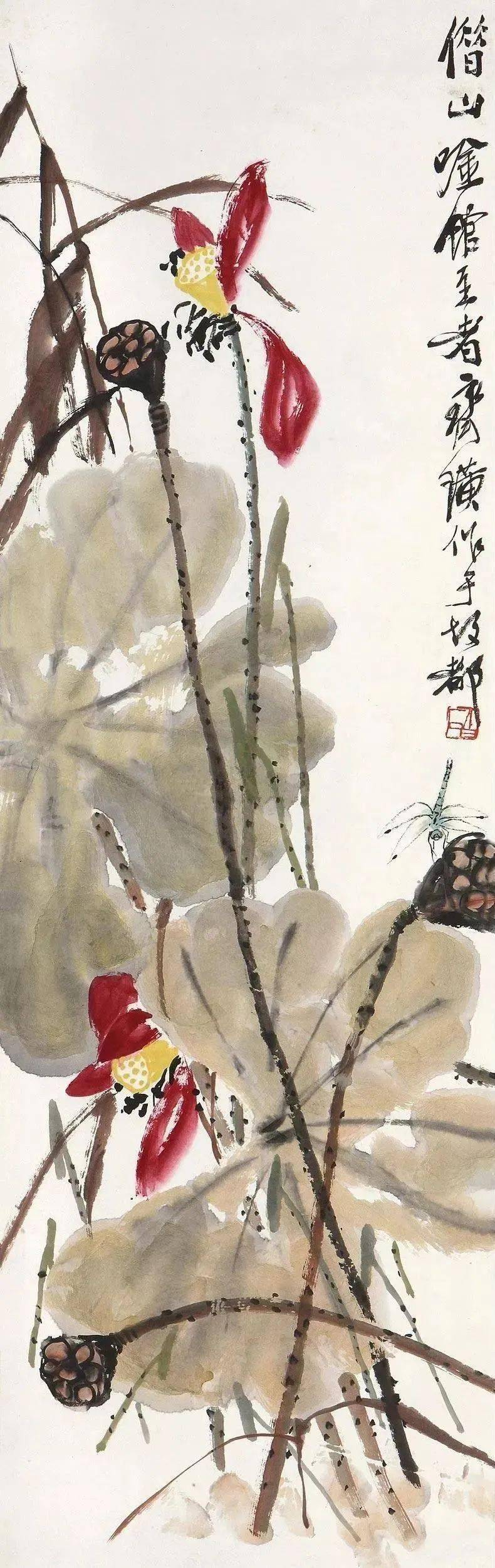2024超人気 齐白石画残荷：休嫌荷叶太无光，留着年年纸上香_荷花_书画_周善 絵画/タペストリー