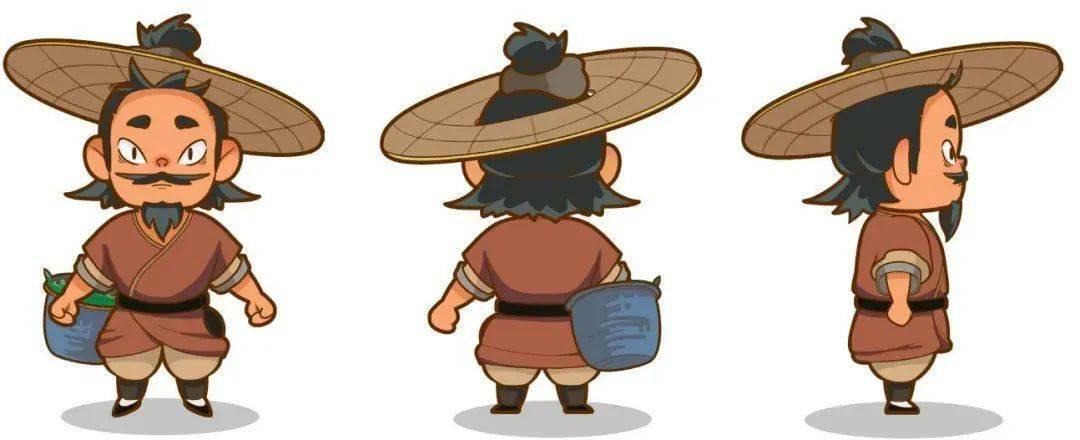 q版陆羽形象在服装上,形象采用绿色系的宋韵服饰,手中所持宋代斗茶