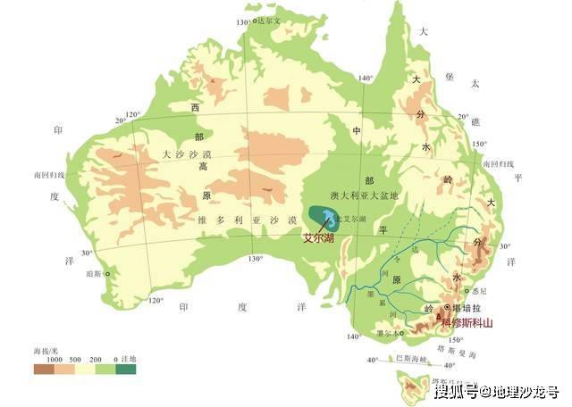 澳大利亚地形图高清版图片