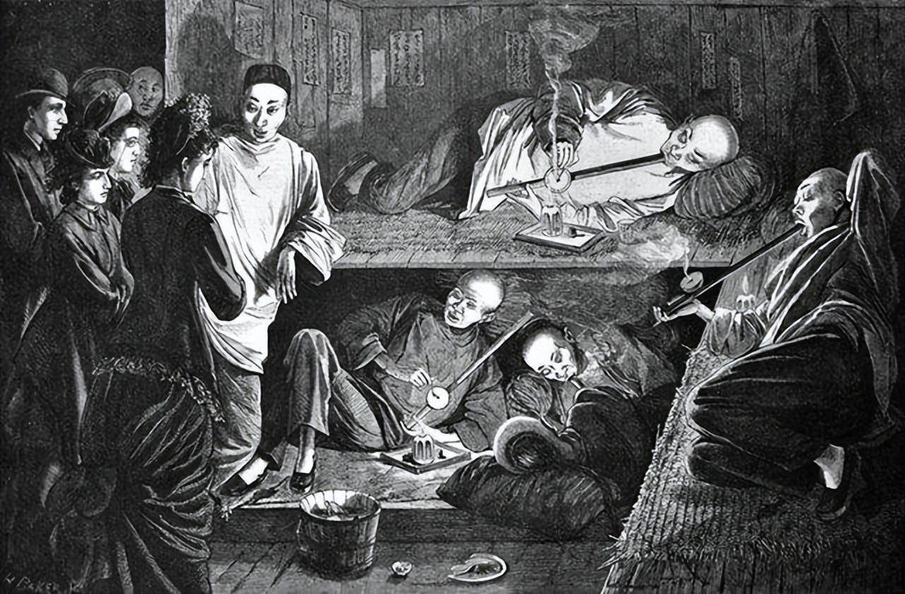 晚清鸦片馆的实拍场景:男子骨瘦如柴,女子丑态百出,任人摆布_清朝