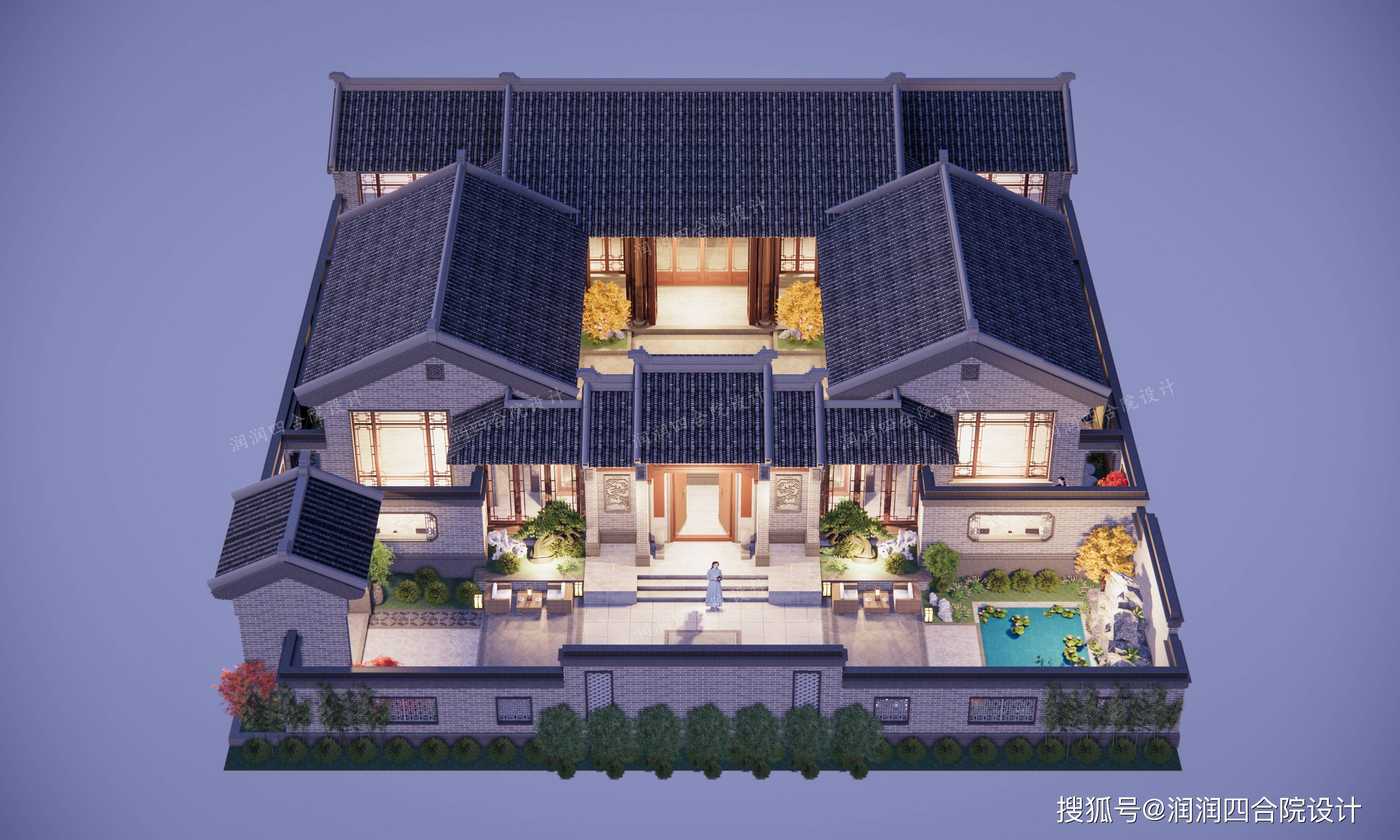 9,二进式6庭院——润润四合院设计刘鹰_夜景_门楼_装修