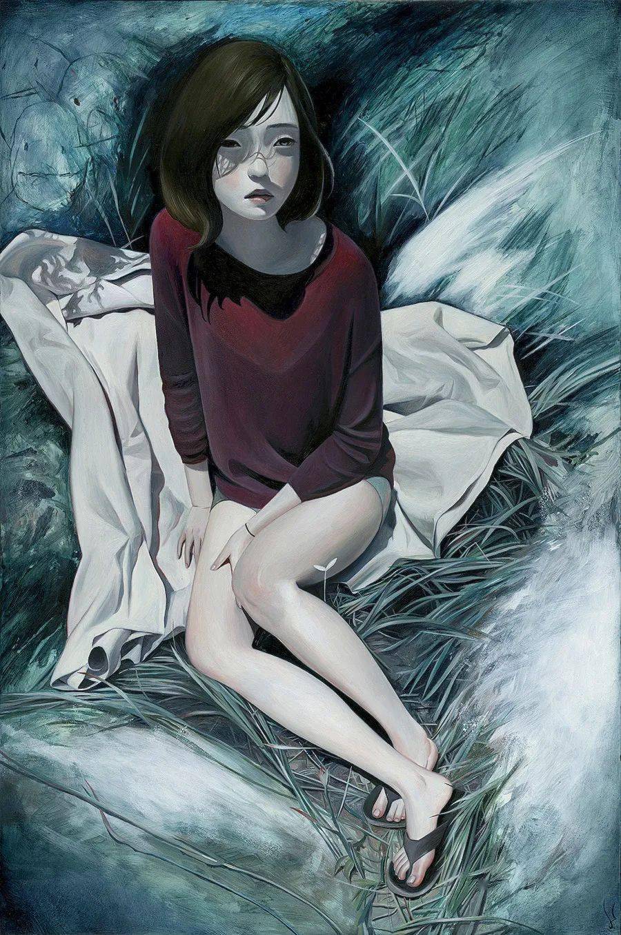 抑郁症画家笔下阴森,诡异的女孩吸引16万人围观,看完直呼:有被吓到.