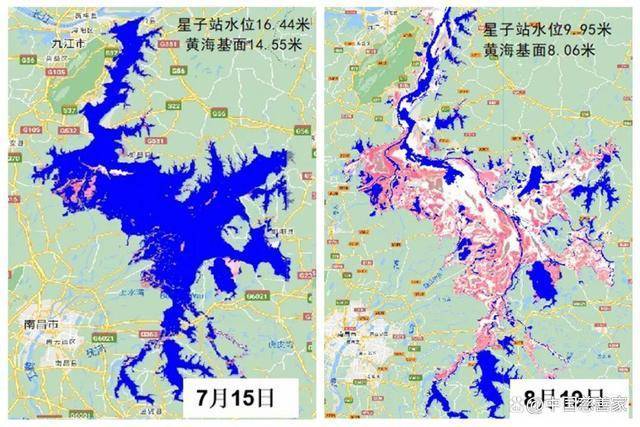 7月15日,鄱阳湖1平方公里以上的碟形湖86个,水面面积950平方公里