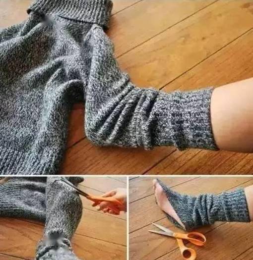 不想穿又舍不得扔旧衣服,这样弄竟然可以美成这样_毛衣_手套_流苏