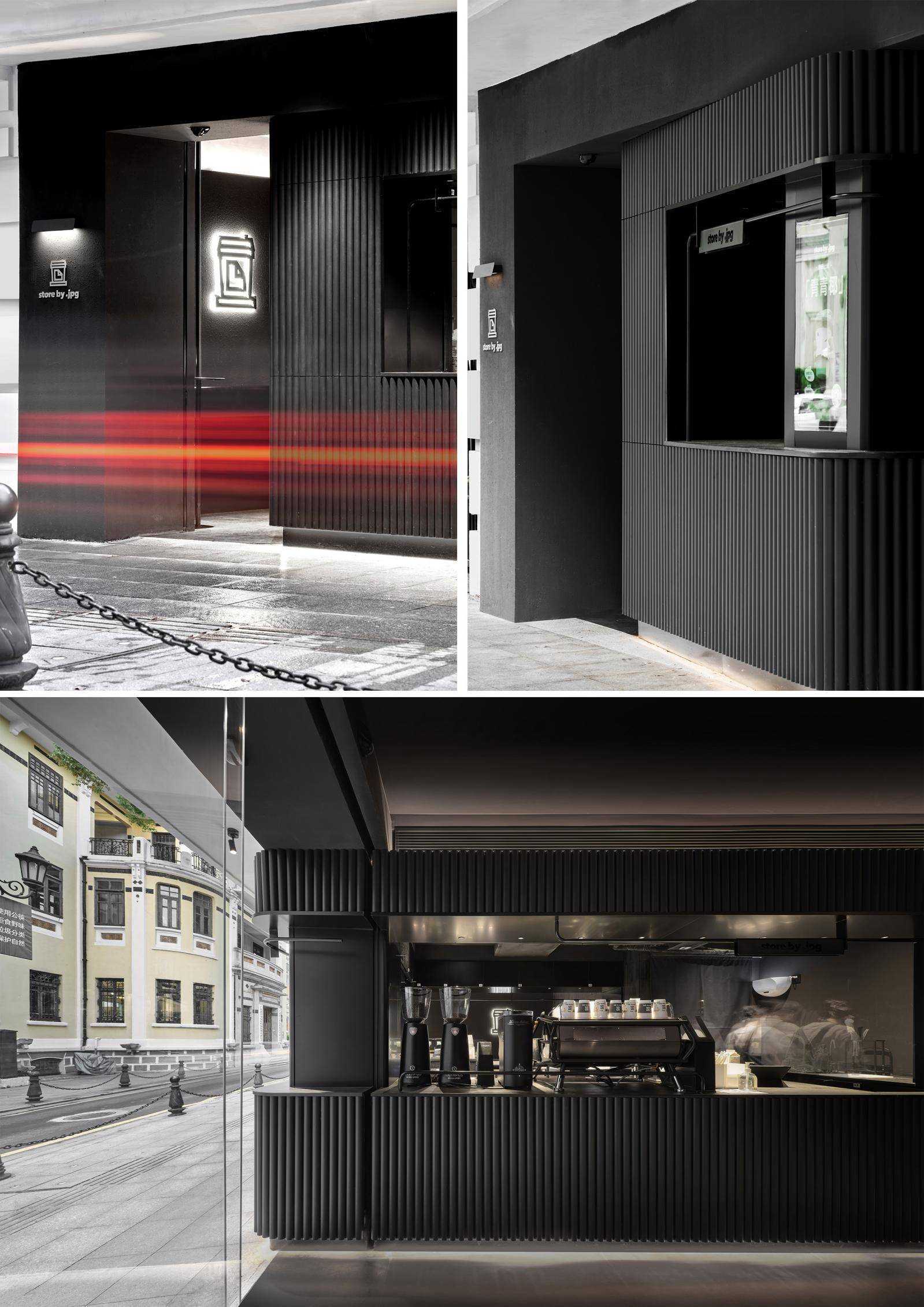into the environment in the form of a black geometric boxstore