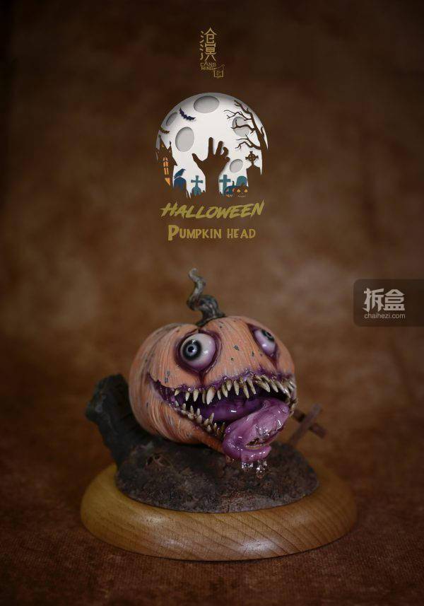 沧溟工作室 南瓜头 万圣节南瓜骷髅恐怖q版雕像手办摆件_官方_cm_售价