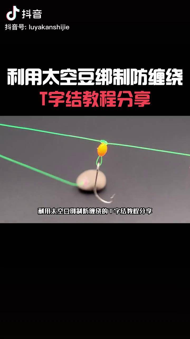 利用太空豆绑制防缠绕的t字结教程分享钓鱼技巧 t字结 钓鱼绑钩 钓鱼
