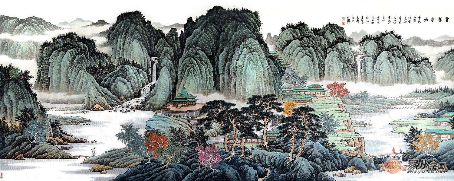 《秋山雅韵》作品来源:易从网许吉尔原创八尺横幅国画山水画作品《福