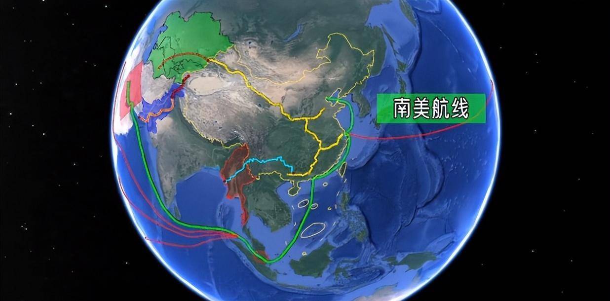 3南美航线苏伊士→红海→亚丁湾→印度洋→马六甲→中国南海4.
