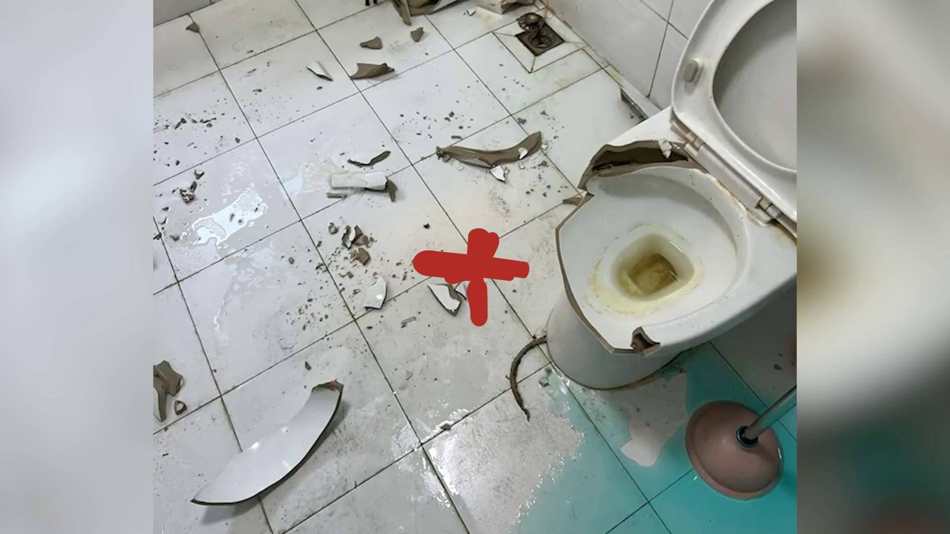 男子怕脏蹲马桶圈上如厕结果踩碎马桶:万幸人没事,给房东赔了个新的