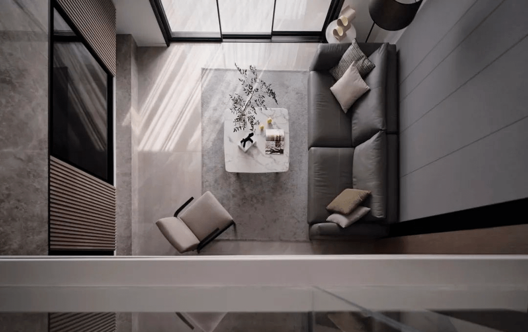 现代简约顶复大宅,斜顶客厅挑高大气_背景_处理_结构