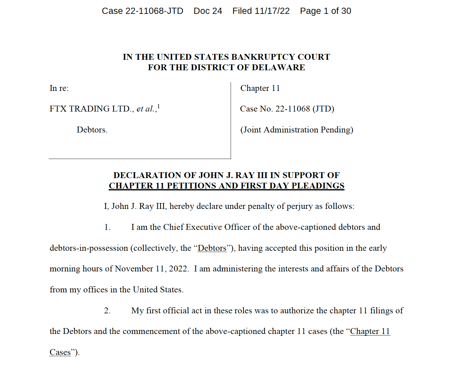FTX新任CEO向破产法院披露：公司内部管理失控并滥用资金_搜狐网