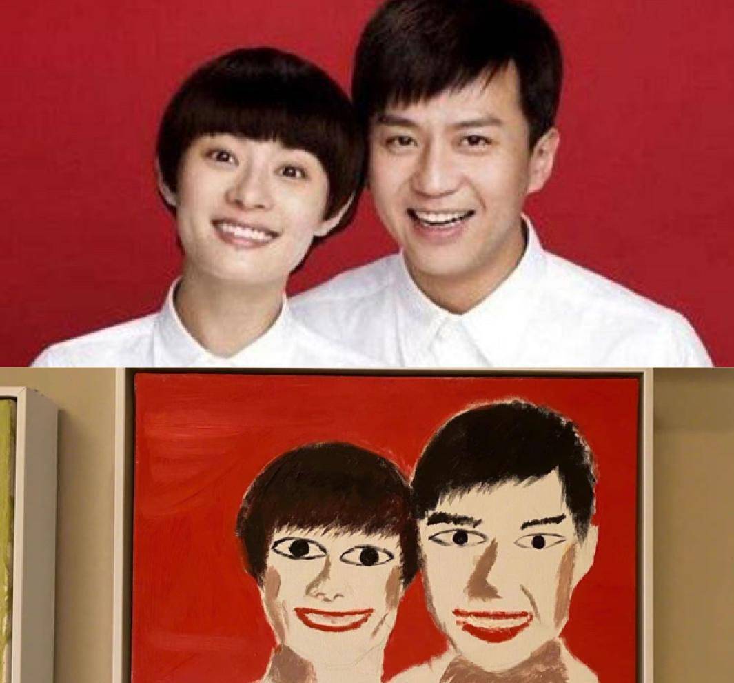 却是在这一面孩子们手绘的照片墙当中,邓超手绘的结婚照非常突出,特别