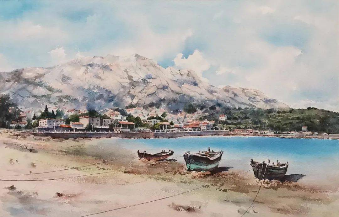 【水彩崂山】第八届"水彩崂山"青岛当代水彩艺术展参展作品_港湾_冬日