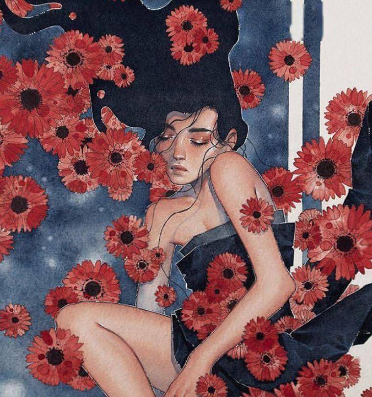 时尚插画风格探索|kelogsloops笔下沉睡的忧郁灵魂和墨蓝色的畅想