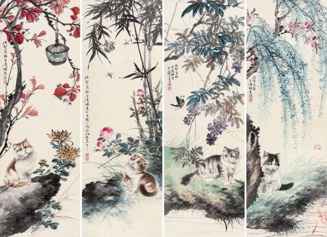 美術品　中国近代画家曹克家　猫図 名家肉筆※激安骨董品 R1730C6-3 近代名家|曹克家笔下的猫