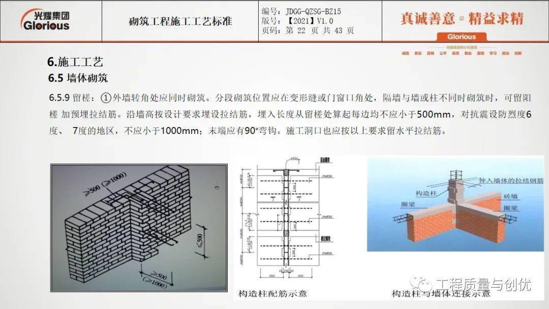 砌筑工程施工工艺尺度做法，从选材到验收，包管你看有所得！