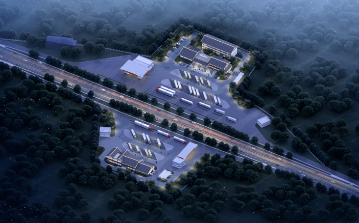 凤凰西服务区效果图凤凰来仪,代表的是凤凰古城,体现的是古香古色.