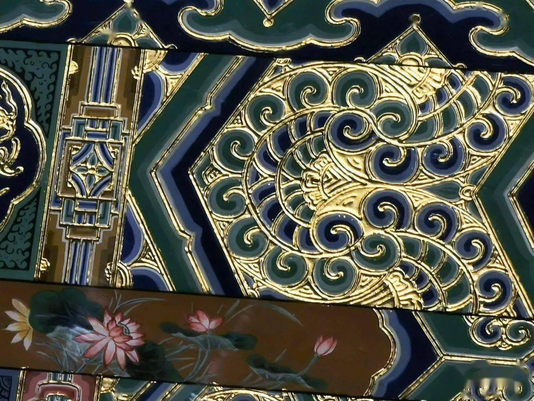 墨石碾玉旋子彩画69安海之弋公司绘制北京碧云寺墨线大点金旋子彩画