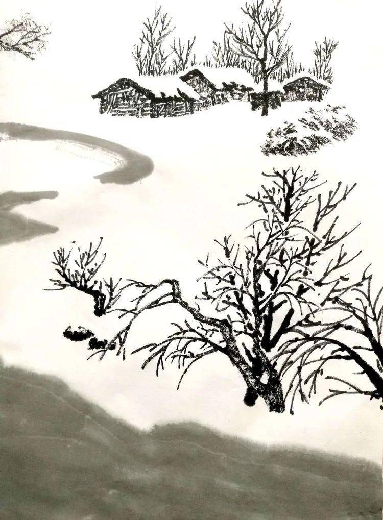 国画教程 学画写意《雪景图》