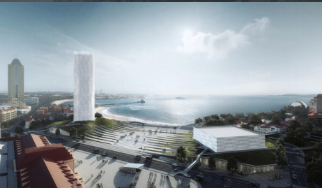 直面大海的青岛湾广场项目建设工程今天启动_城市_周边_火车站
