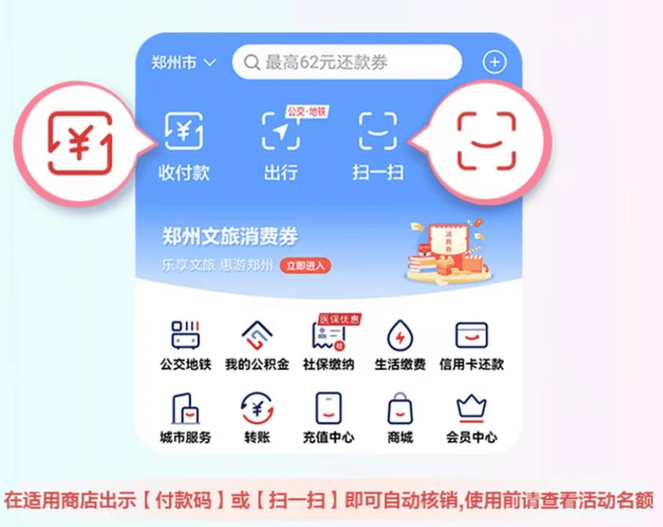 付获取且自动定位在郑州。注意云闪付未能获取定位权限会无法享受优惠。图源：云闪付app郑州文旅出行优惠
