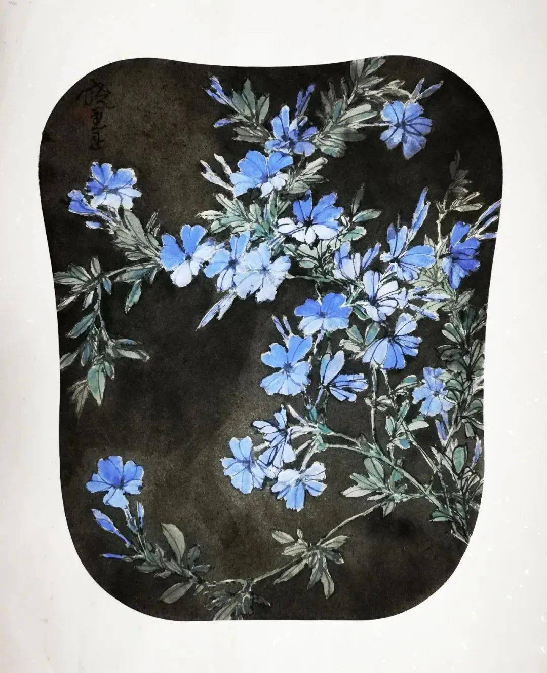 赏析| 汪晓灵《百花系列之蓝雪花》_四川_中国画研究院_先生