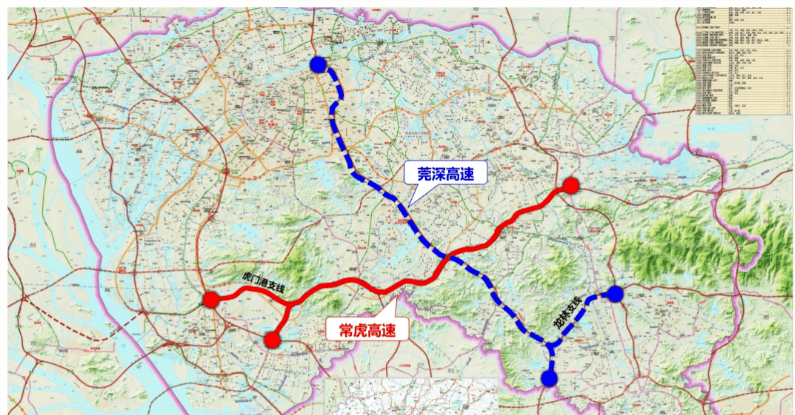 黄江镇,大朗镇,松山湖,大岭山镇,寮步镇,东城街道,终点位于莞龙互通处