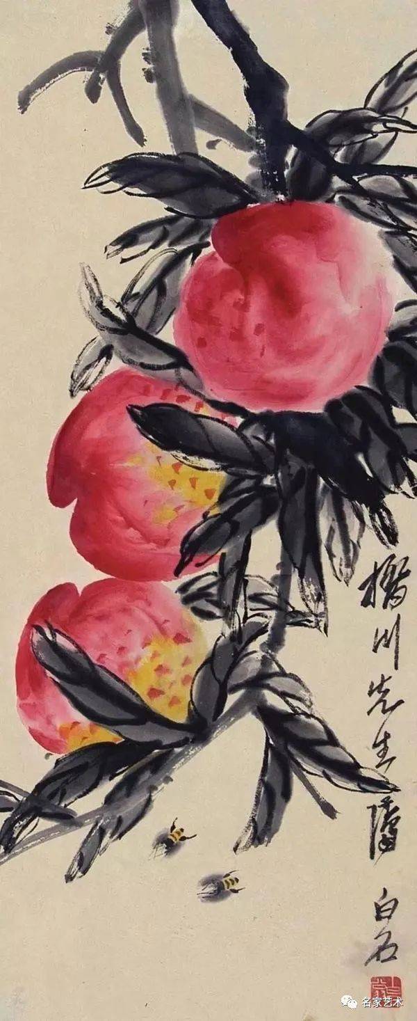 名品视界】齐白石老人画桃作品欣赏_搜狐网